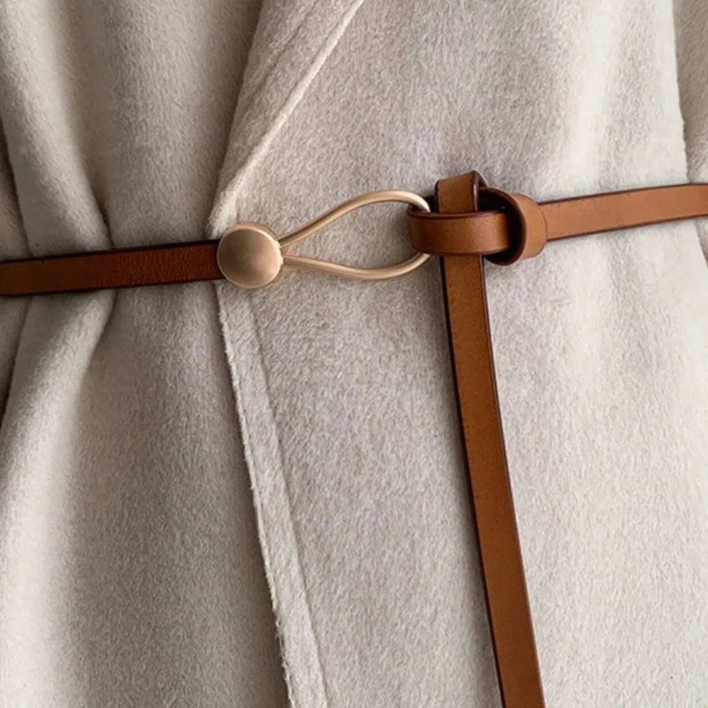 Luxe Brown Vegan leather Adjustable Skinny Belt
